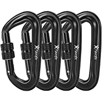 Los mejores  - Favofit Mosquetón de Bloqueo- Paquete de 4- 12KN (1200 KG) Heavy Duty Caribeaners para Acampar- Caminar- al Aire Libre y…